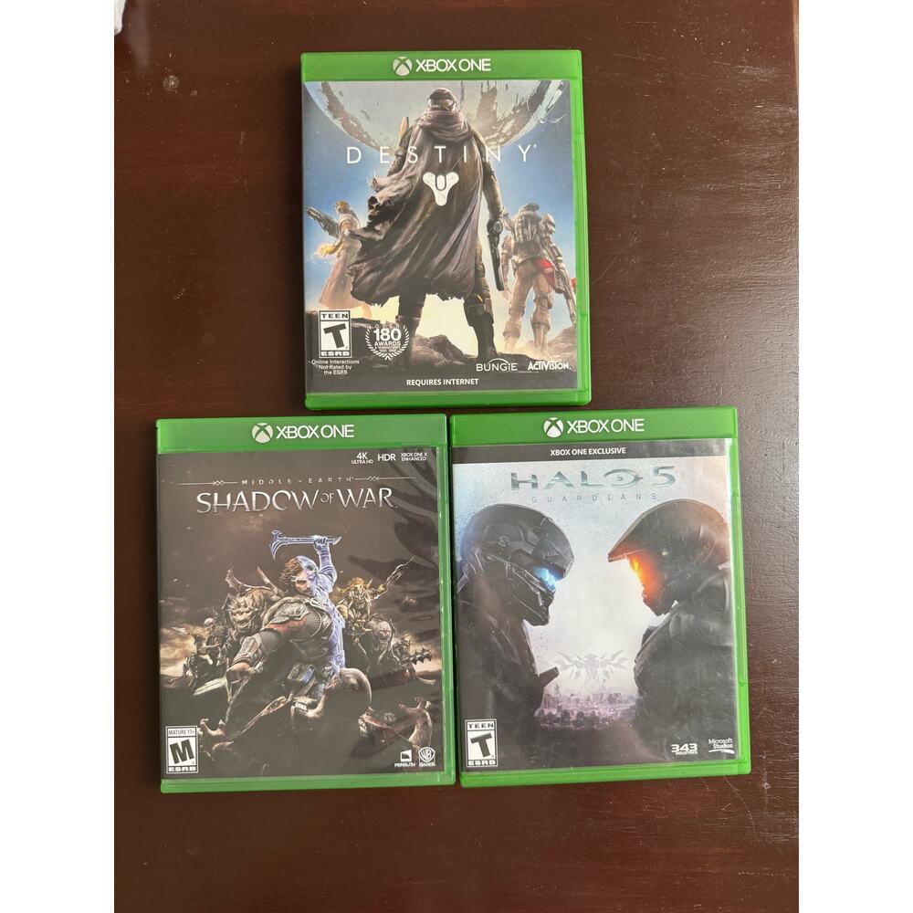Xbox One‎ 3 Games Lot HALO 5 Guardians Destiny Shadow of War Tested Works